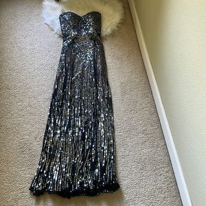 Basix Black Label - Strapless Sequin Beaded Gown